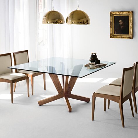 luxury Tricks of the small dining room Elegant-dining-room-with-glass-top-table-handing-lamps-wood-chairs-and-picture-of-walls